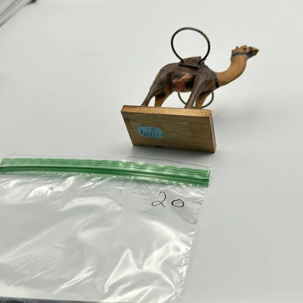 Vintage wooden camel‎ salt and pepper shaker holder